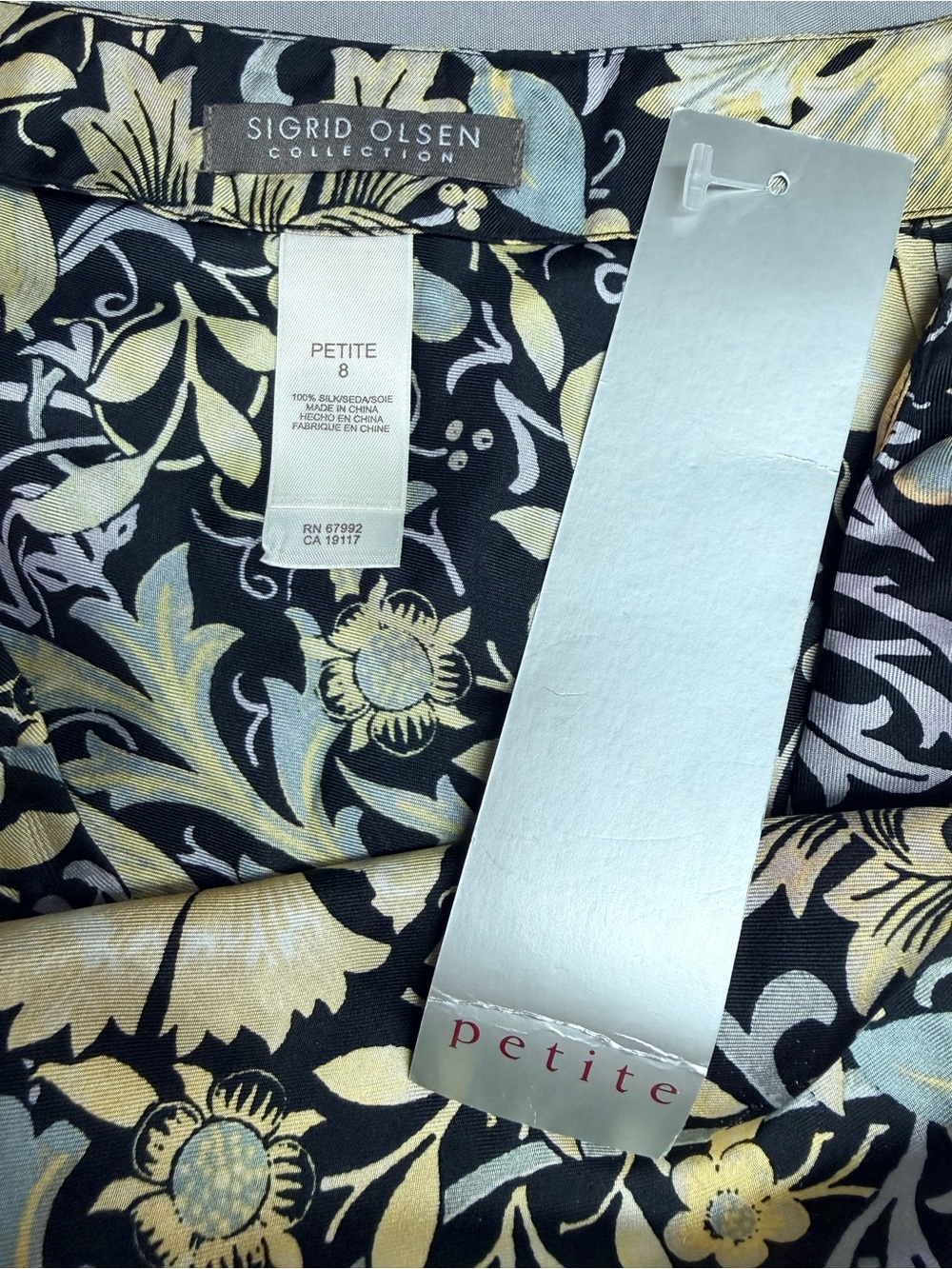 1990s Vintage NWT Sigrid Olsen 100% Silk Skirt Floral Cottagecore Boho Petite 8P - Picture 6 of 9